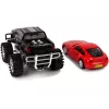 LEAN TOYS Sada vozidiel čierny monster truck biely karavan 58 cm