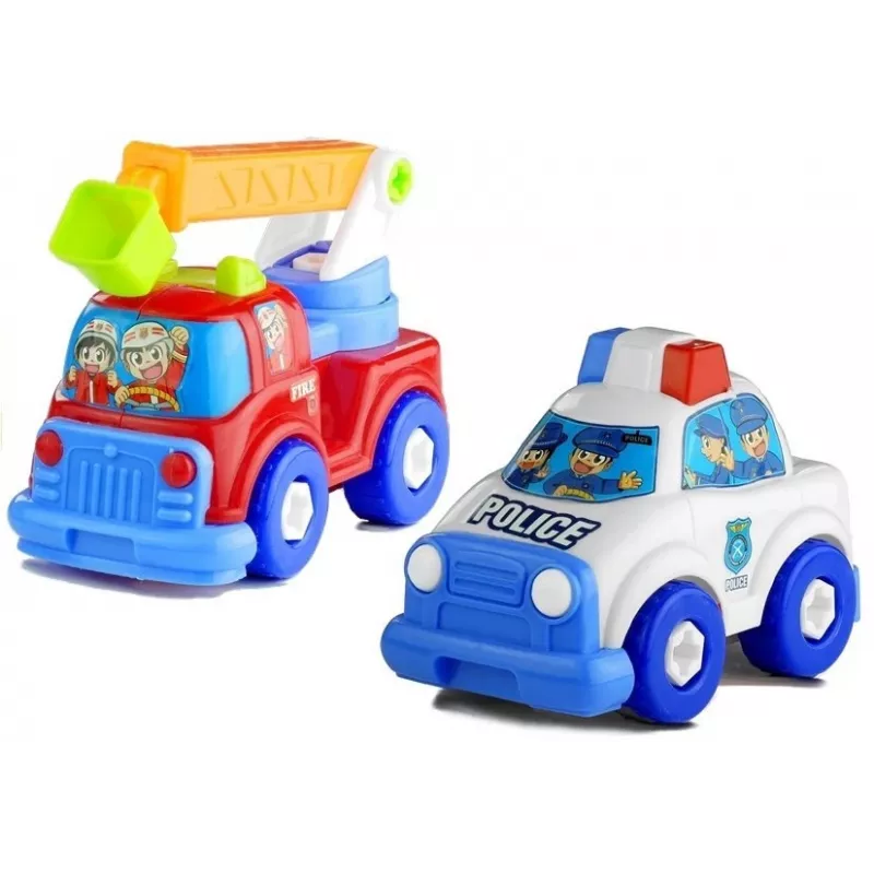 LEAN TOYS Sada vozidiel Polícia Hasiči Autotransportér Skrutkovacie vozidlá