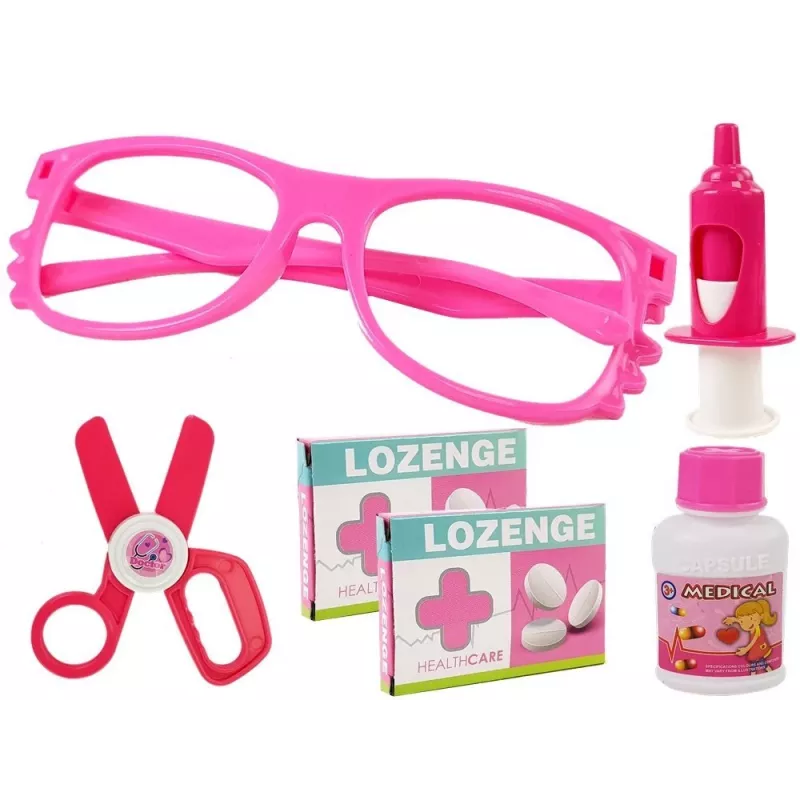 LEAN TOYS Malá zubárska sada s príslušenstvom v ružovej taške
