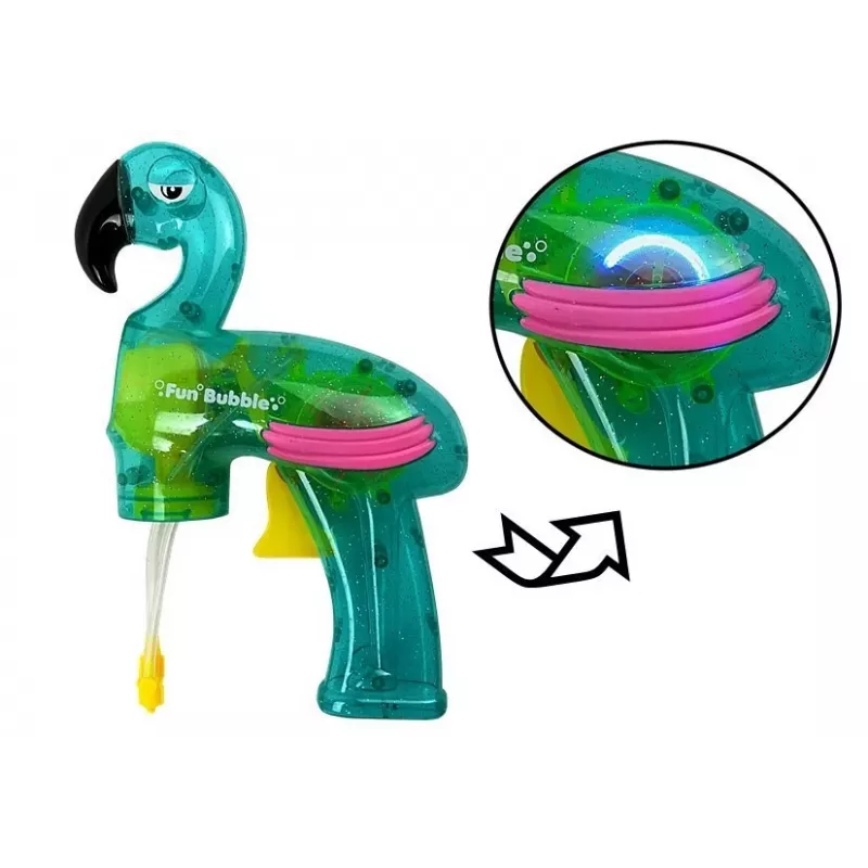 LEAN TOYS Bublinková pištoľ plameniak modrá