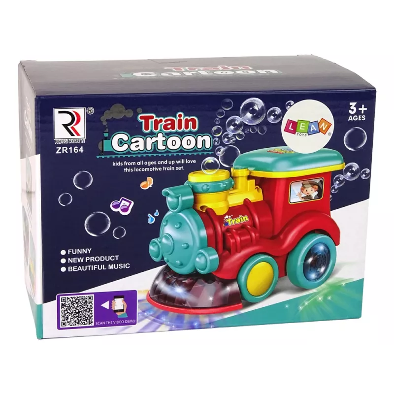 LEAN TOYS lokomotíva na bubliny so svetlom a zvukom, modrá