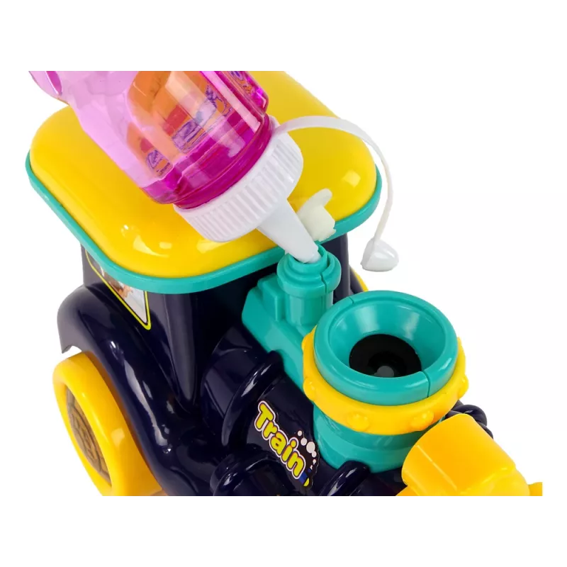 LEAN TOYS lokomotíva na bubliny so svetlom a zvukom, modrá