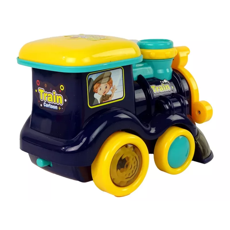 LEAN TOYS lokomotíva na bubliny so svetlom a zvukom, modrá