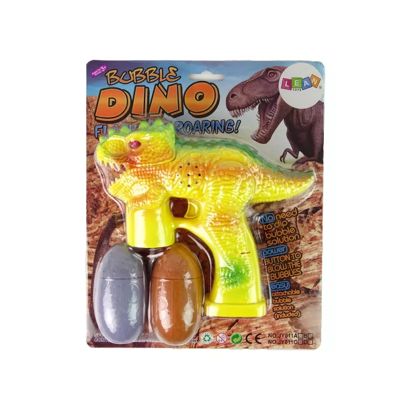 LEAN TOYS Bublifuk dinosaurus tekutina do bublín vajíčko žlté