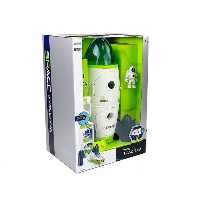 LEAN TOYS Space Rocket Astronom Cosmos Light & Sound – na batérie elektronická hračka raketa s figúrkou astronauta (3x AA)