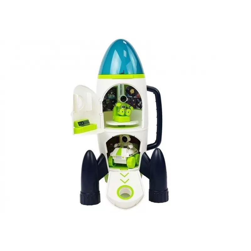 LEAN TOYS Space Rocket Astronom Cosmos Light & Sound – na batérie elektronická hračka raketa s figúrkou astronauta (3x AA)