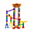 LEAN TOYS Space Track stavebné kocky 153 dielov - 3D farebná guľôčková dráha so tunelmi a loptičkami