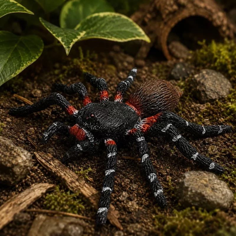 LEAN TOYS pavúk tarantula gumená figúrka naťahovacia realistická čierna 10 cm