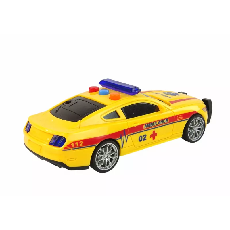 LEAN TOYS Športové auto sanitka svetlá zvuk žltá