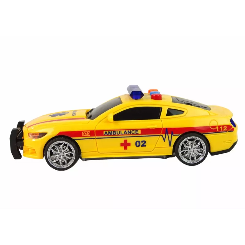 LEAN TOYS Športové auto sanitka svetlá zvuk žltá