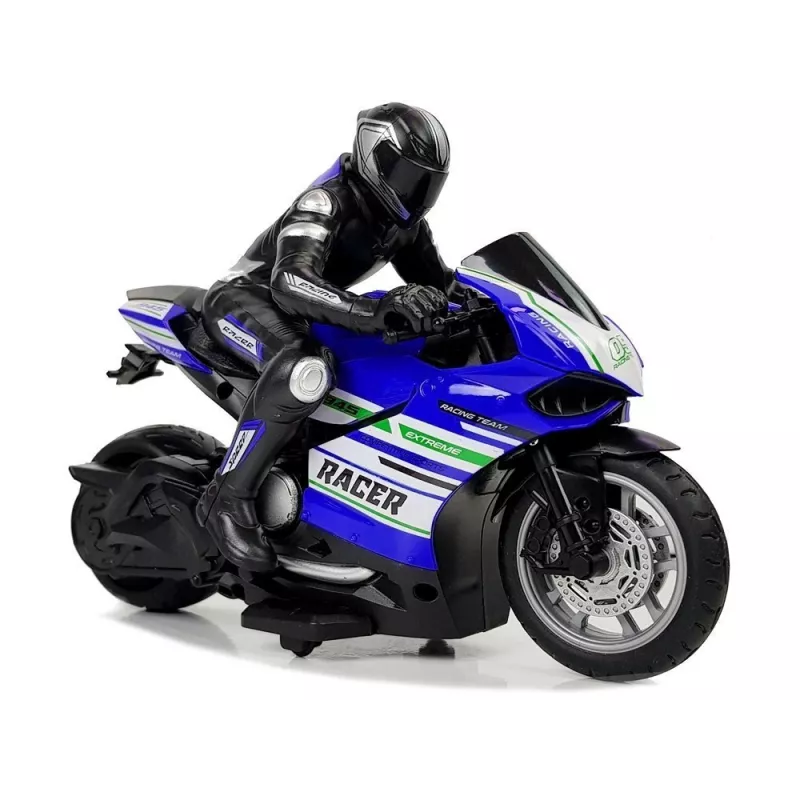 LEAN TOYS Športová motorka 2.4G diaľkovo ovládaná pretekárska dosah 35m modrá