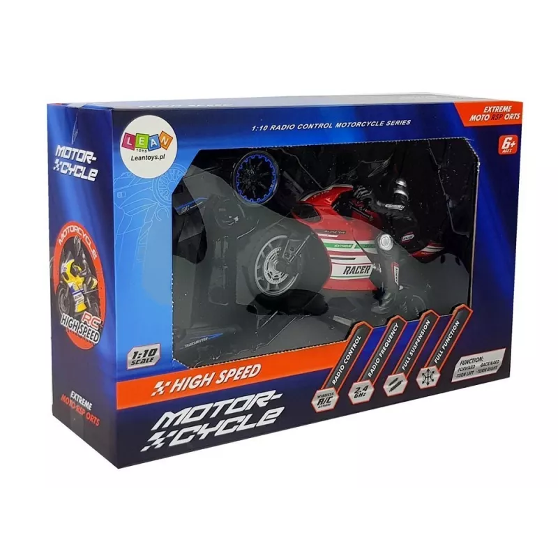 LEAN TOYS Športová motorka 2.4G diaľkovo ovládaná pretekárska dosah 35m červená