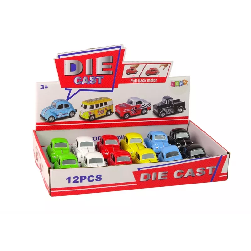 LEAN TOYS Pružina s trecím pohonom chrobák osobné auto 6 farieb