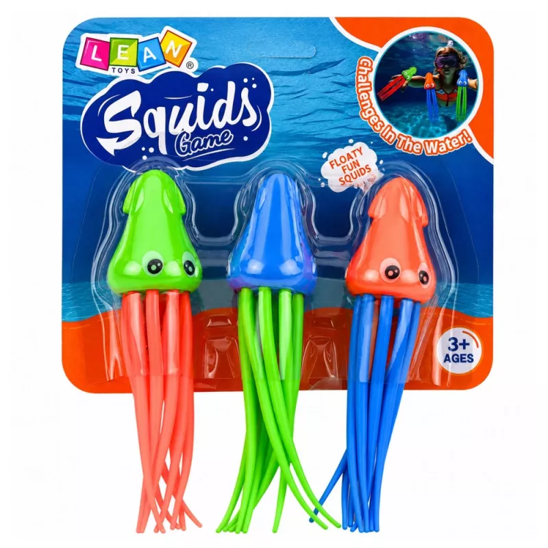 LEAN TOYS potápačská hračka chobotnica medúza pre deti bazén kúpeľ 3 ks set