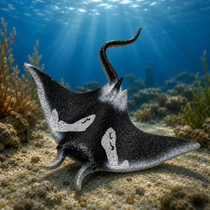 LEAN TOYS raja gumená figúrka naťahovacia realistická oceánska ryba 13cm