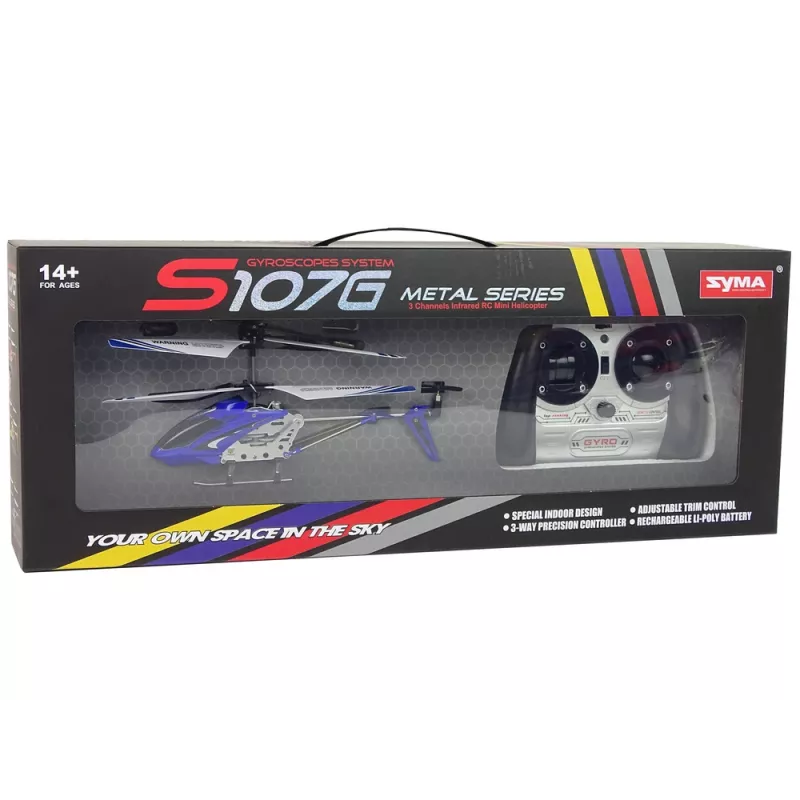 LEAN TOYS SYMA S107G RC helikoptéra s diaľkovým ovládačom a nabíjateľnou batériou - modrá
