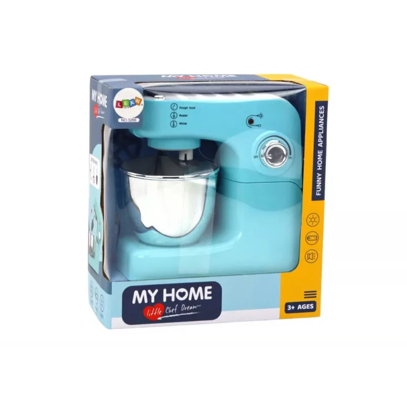 LEAN TOYS hračkársky planetárny kuchynský robot s 3 vymeniteľnými nástavcami, tyrkysový