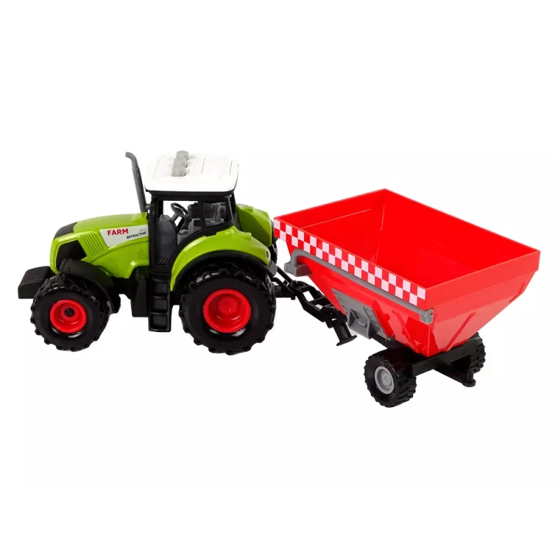 LEAN TOYS Traktor farma odnímateľný náves na obilie zvuk zelený