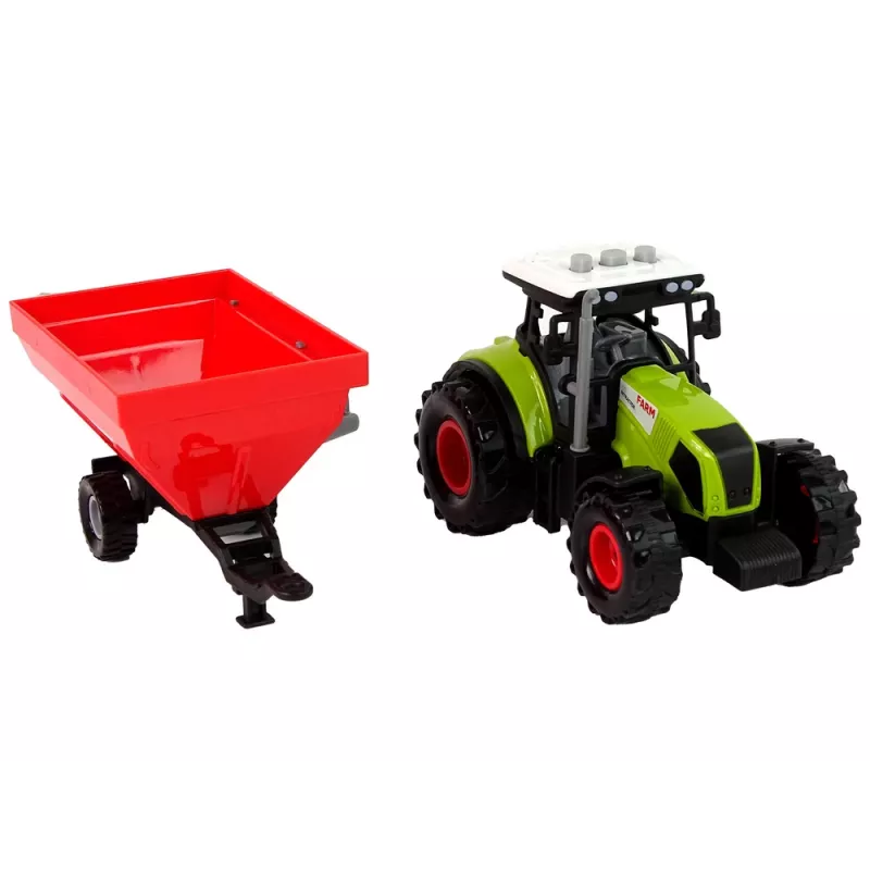 LEAN TOYS Traktor farma odnímateľný náves na obilie zvuk zelený