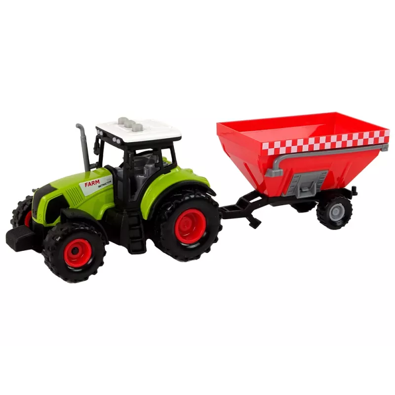 LEAN TOYS Traktor farma odnímateľný náves na obilie zvuk zelený