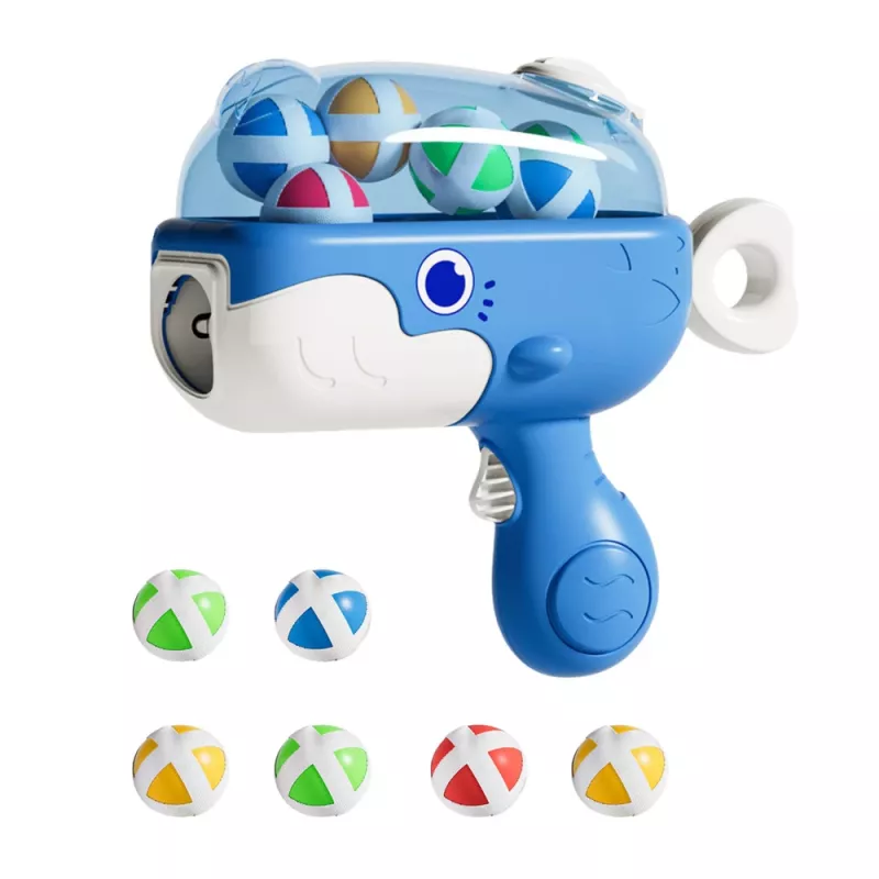 LEAN TOYS velcro guľová pištoľ s látkovým terčom veľryba modrá