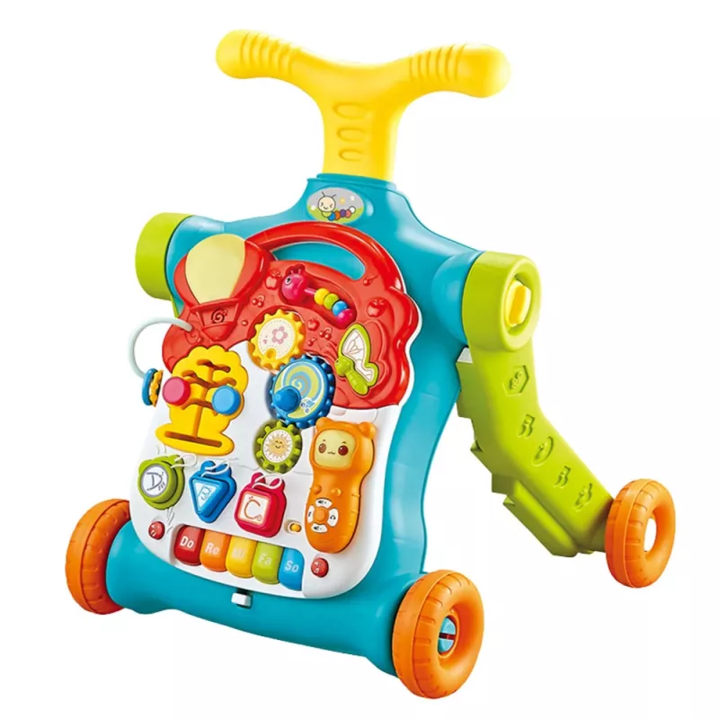 LEAN TOYS chodítko posúvač odrážadlo edukačný stolík interaktívny panel 5 v 1 farebné