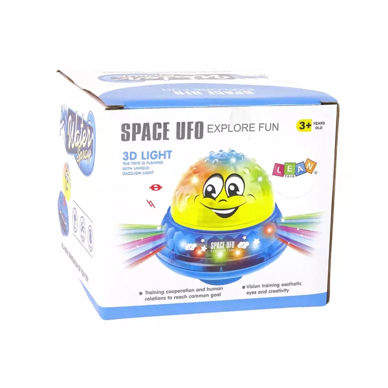 LEAN TOYS Vodná lopta UFO, diódy, Happy Music, ružová