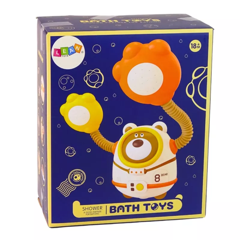 LEAN TOYS Vodná hračka do kúpeľa, medvedík astronaut, sprcha s cirkuláciou vody a prísavkami