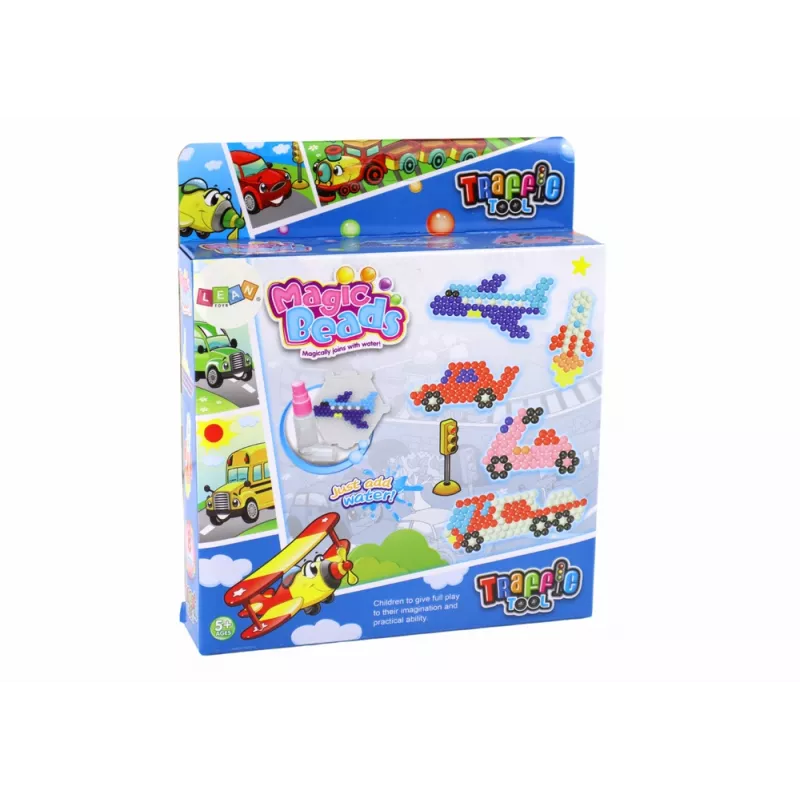 LEAN TOYS Sada vodných korálok DIY Magické korálky 8 farieb Dopravné prostriedky