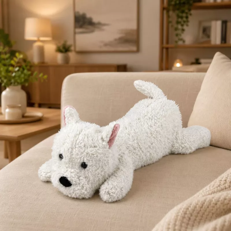 LEAN TOYS West Highland White Terrier plyšový pes plyšová hračka, biela, 40 cm