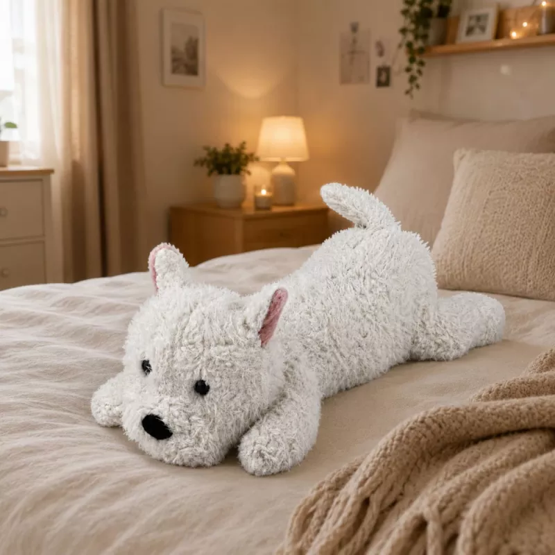 LEAN TOYS West Highland White Terrier plyšový pes plyšová hračka, biela, 40 cm