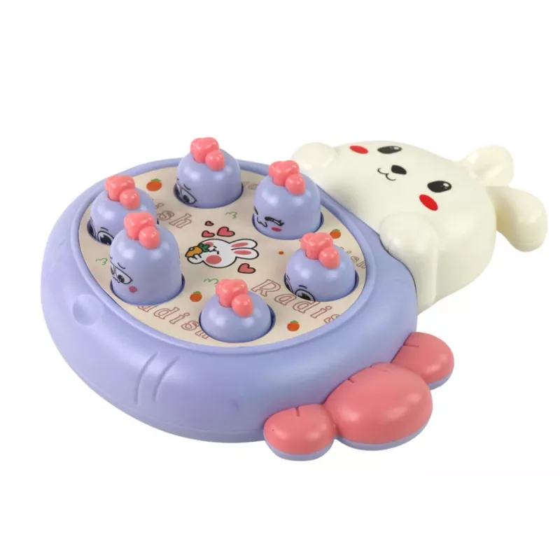 LEAN TOYS Whac-A-Mole fialová arkádová hra zajac na mrkvy