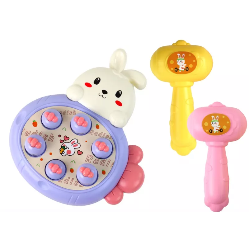 LEAN TOYS Whac-A-Mole fialová arkádová hra zajac na mrkvy