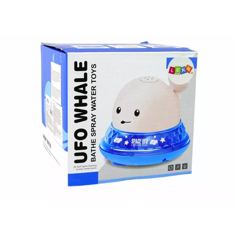 LEAN TOYS Veľryba vodná striekačka so stojanom biela kúpacia hračka