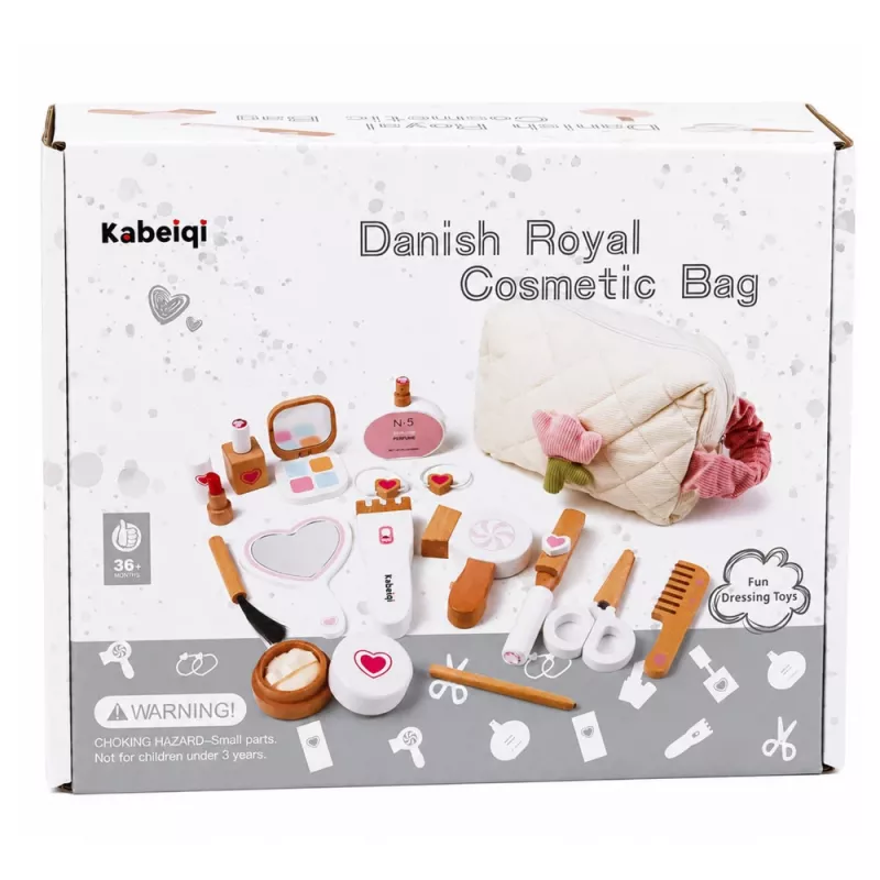 LEAN TOYS drevená sada krásy make-up kozmetická taška príslušenstvo 16 ks