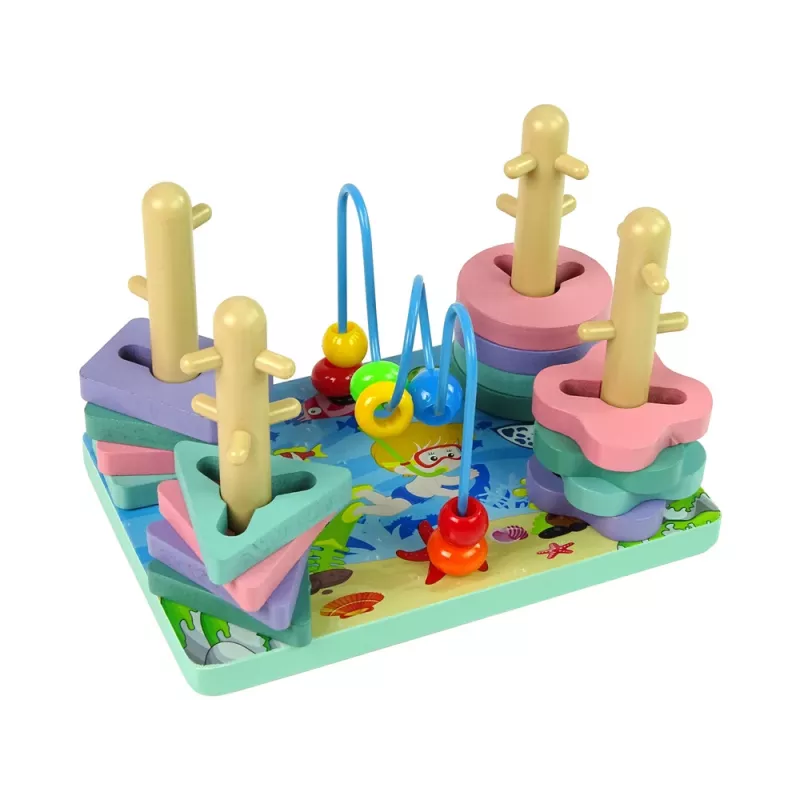 LEAN TOYS Drevená triedička kociek Sea World vzdelávacie korálky