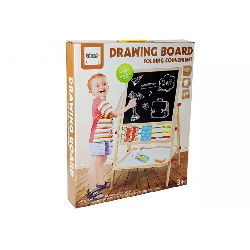 LEAN TOYS drevená tabuľa s počítadlom, hodinami, číslami a magnetom