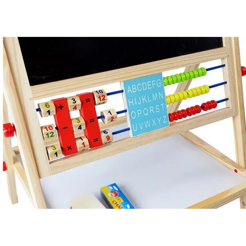 LEAN TOYS drevená tabuľa s počítadlom, hodinami, číslami a magnetom