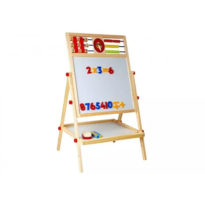 LEAN TOYS drevená tabuľa s počítadlom, hodinami, číslami a magnetom