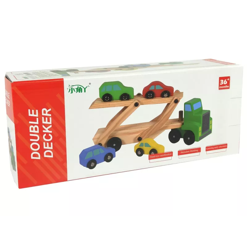 LEAN TOYS Drevený nákladný automobil zelený s kockami