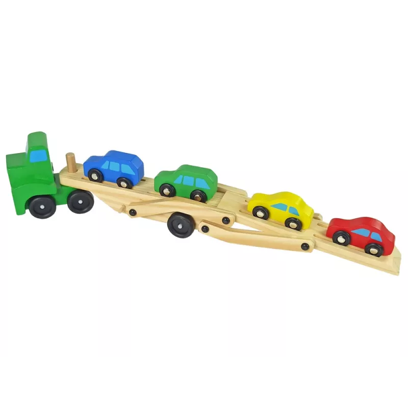 LEAN TOYS Drevený nákladný automobil zelený s kockami