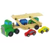 LEAN TOYS Drevený nákladný automobil zelený s kockami