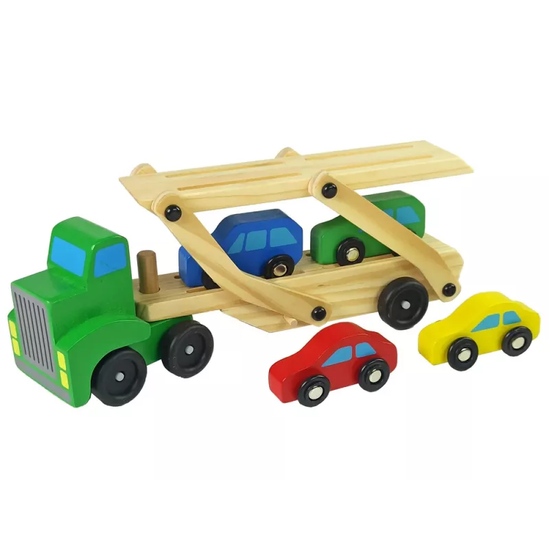 LEAN TOYS Drevený nákladný automobil zelený s kockami