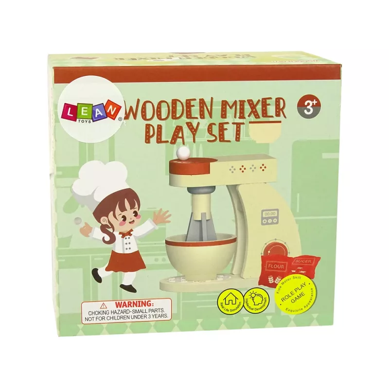 LEAN TOYS Drevený kuchynský robot mixér príslušenstvo pre deti