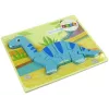 LEAN TOYS Drevené puzzle dinosaurus Brachiosaurus modré
