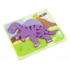 LEAN TOYS Drevené puzzle dinosaurus Corythosaurus ružové Spinosaurus fialové