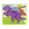LEAN TOYS Drevené puzzle dinosaurus Corythosaurus ružové Spinosaurus fialové