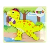 LEAN TOYS Drevené puzzle dinosaurus Stegosaurus žlté