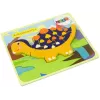 LEAN TOYS Drevené puzzle dinosaurus Triceratops Ankylosaurus oranžové