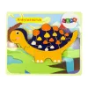 LEAN TOYS Drevené puzzle dinosaurus Triceratops Ankylosaurus oranžové